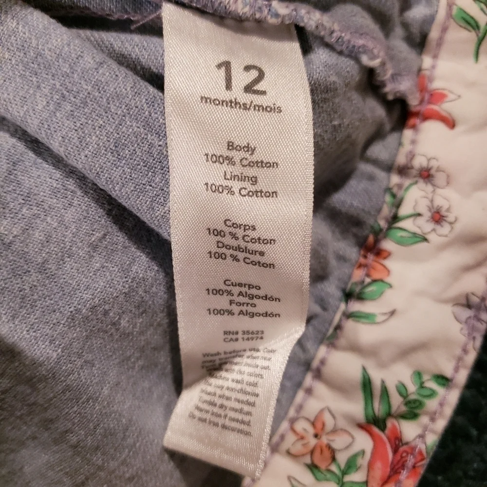 Carter's Jean Jacket Blue Floral Accents Roll Up